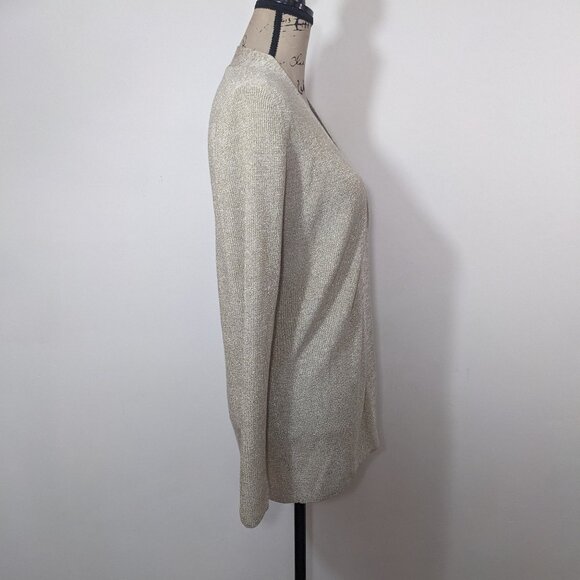 NWT Ann Taylor Shimmer Open Cardigan Sweater Tan Golden Festive XS - Picture 8 of 11